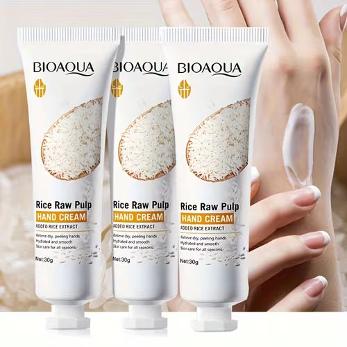 3pcsDeeply Moisturizing Rice Raw Pulp Hand Cream for